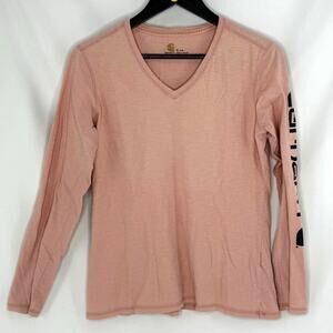 Carhartt Pink Long Sleeve V Neck Tee Women’s Small